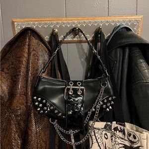 Current Mood Vegan Leather Studded Buckle Baguette